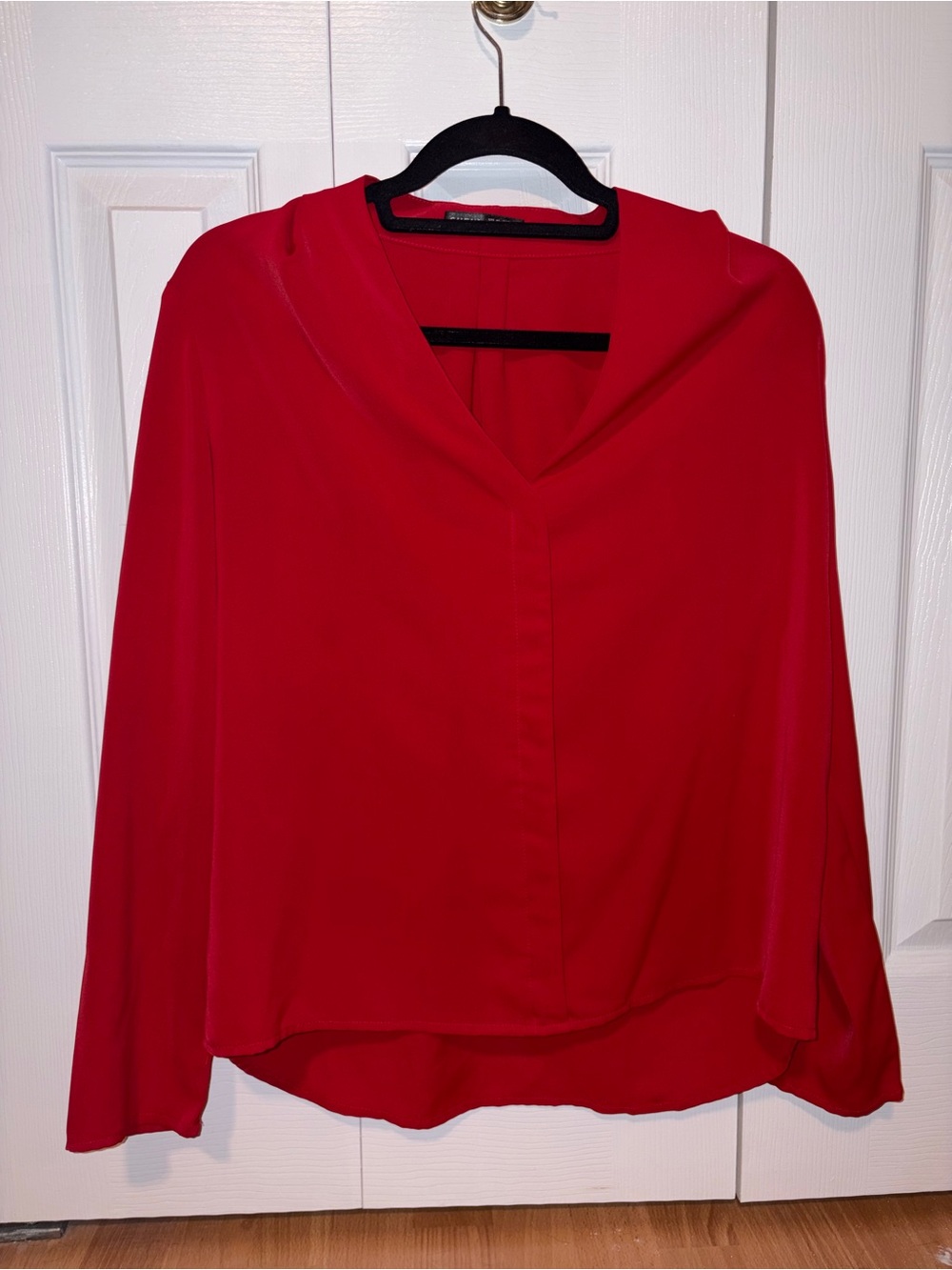 SHEIN Red V-Neck Draped Blouse